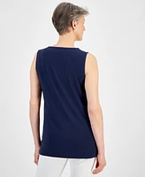 Jm Collection Petite Embellished V-Neck Sleeveless Top, Created for Macy's