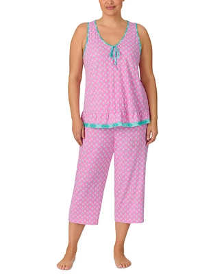 Ellen Tracy Plus 2-Pc. Geo-Print Cropped Pajamas Set