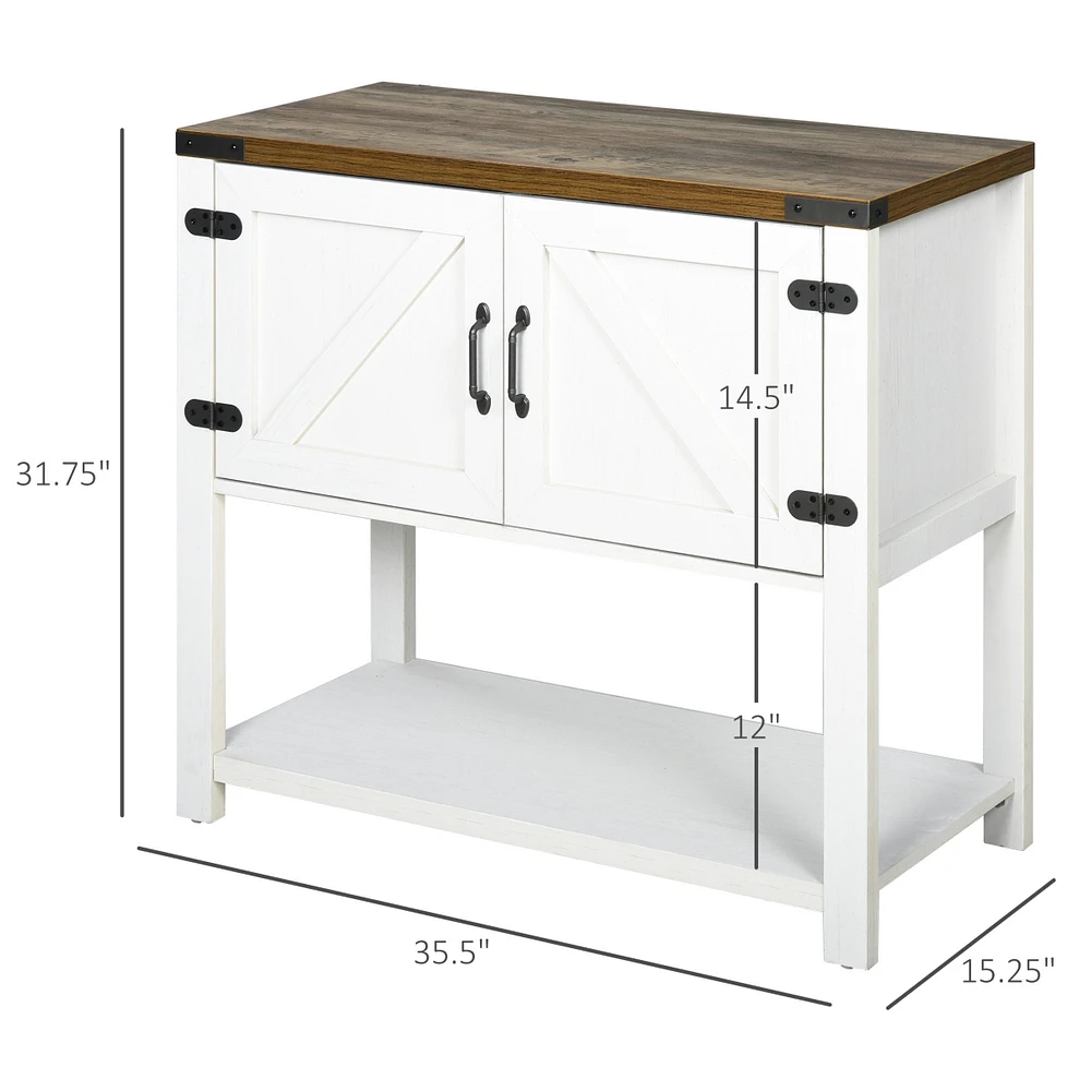 Simplie Fun Farmhouse Coffee Bar Cabinet, Sideboard Buffet, Kitchen Cabinet, White