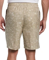 Cubavera Men's Tonal Tropical-Print Linen Blend 9" Drawstring Shorts