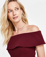 Betsy & Adam Off-The-Shoulder Ruffle Dress