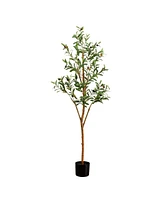 Nearly Natural 5ft. Artificial Olive Tree with Natural Trunk