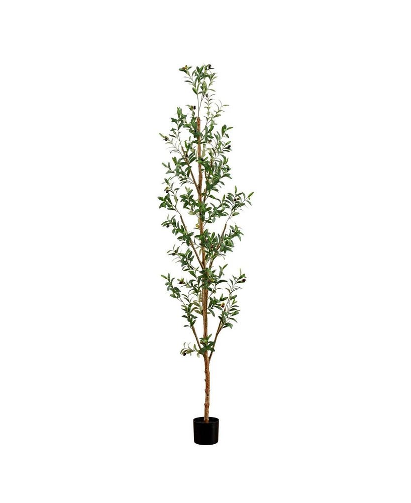 Nearly Natural 8ft. Artificial Olive Tree with Natural Trunk