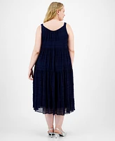 Robbie Bee Plus Lace Scoop-Neck Tiered Dress