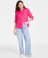 On 34th Women's Button-Front Crepe Shirt