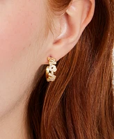 kate spade new york Gold-Tone Love You, Mom Crystal Small Huggie Hoop Earrings, 0.5"