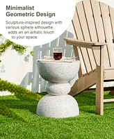 Glitzhome Multi-functional Faux Terrazzo Garden Stool or Plant Stand or Accent Table