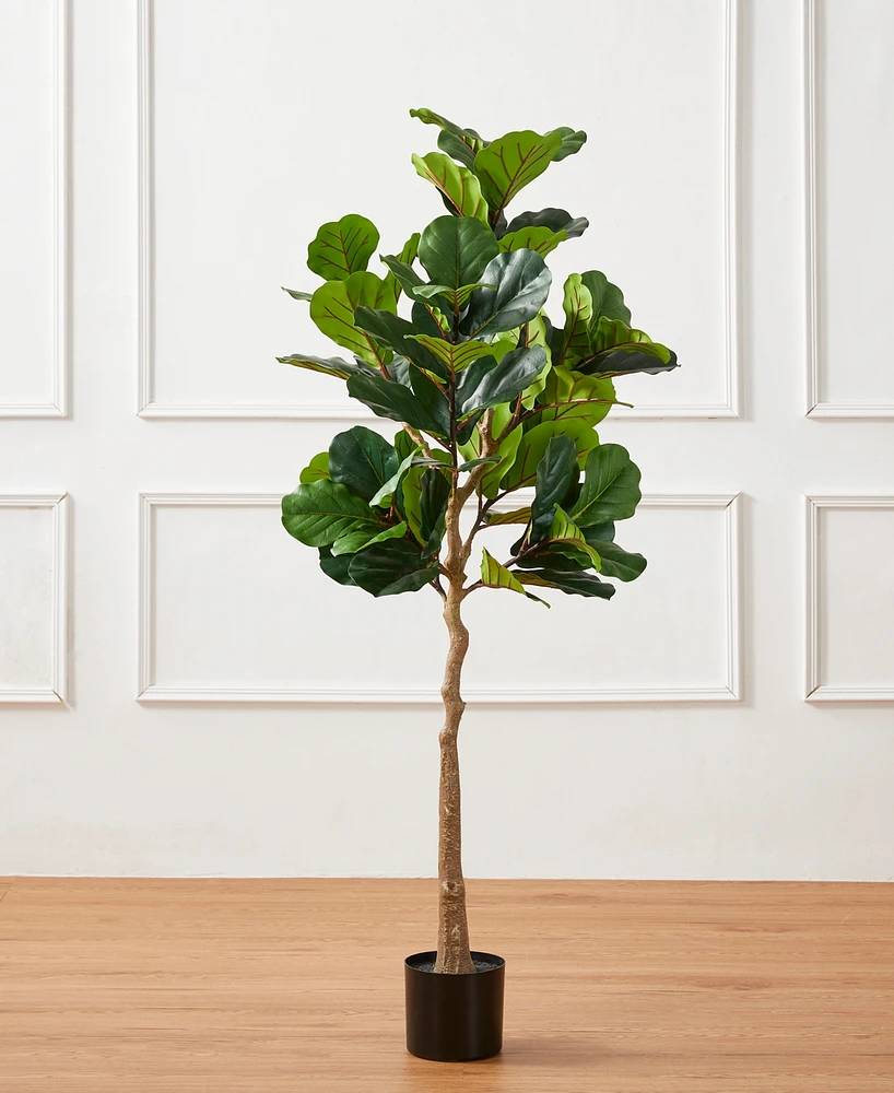 Glitzhome 5ft. Faux Fiddle Leaf Fig Tree in Pot