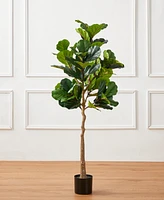 Glitzhome 5ft. Faux Fiddle Leaf Fig Tree in Pot