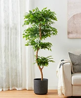 Glitzhome 5ft. Creative Shaped Faux Ficus Tree in Pot