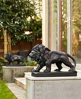 Glitzhome Black Walking Lion Garden Statue