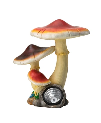 Glitzhome Solar Powered Vibrant Mushrooms Garden Statue
