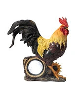 Glitzhome Resin Solar Powered Vibrant Rooster Garden Statue