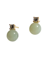 seree Esther — Green jade and zircon stud earrings