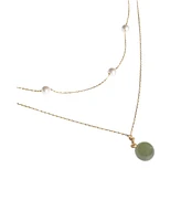 seree Emma - Pearl and jade layered necklace