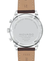 Movado Men's Swiss Chronograph Calendoplan S Cognac Leather Strap Watch 42mm