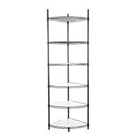 Simplie Fun Adjustable Corner Wire Shelf Rack for Bathroom, Living Room, Kitchen - Black