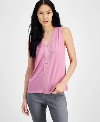 I.n.c. International Concepts Women's V-Neck Stud-Trim Tank Top, Created for Macy's