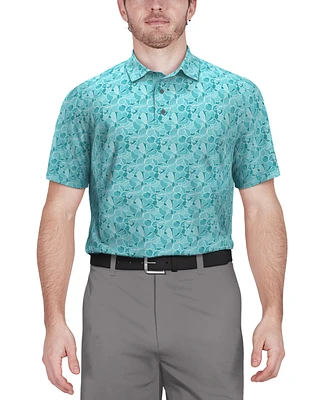 Pga Tour Men's Stretch Moisture-Wicking Floral Golf Polo Shirt