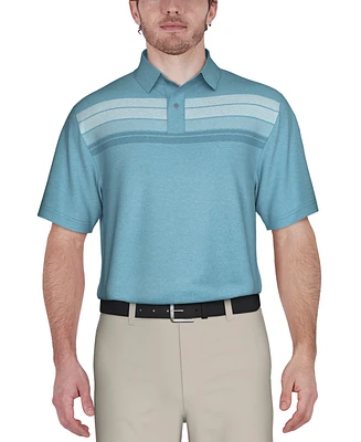 Pga Tour Men's Stretch Moisture-Wicking Chest Stripe Golf Polo Shirt