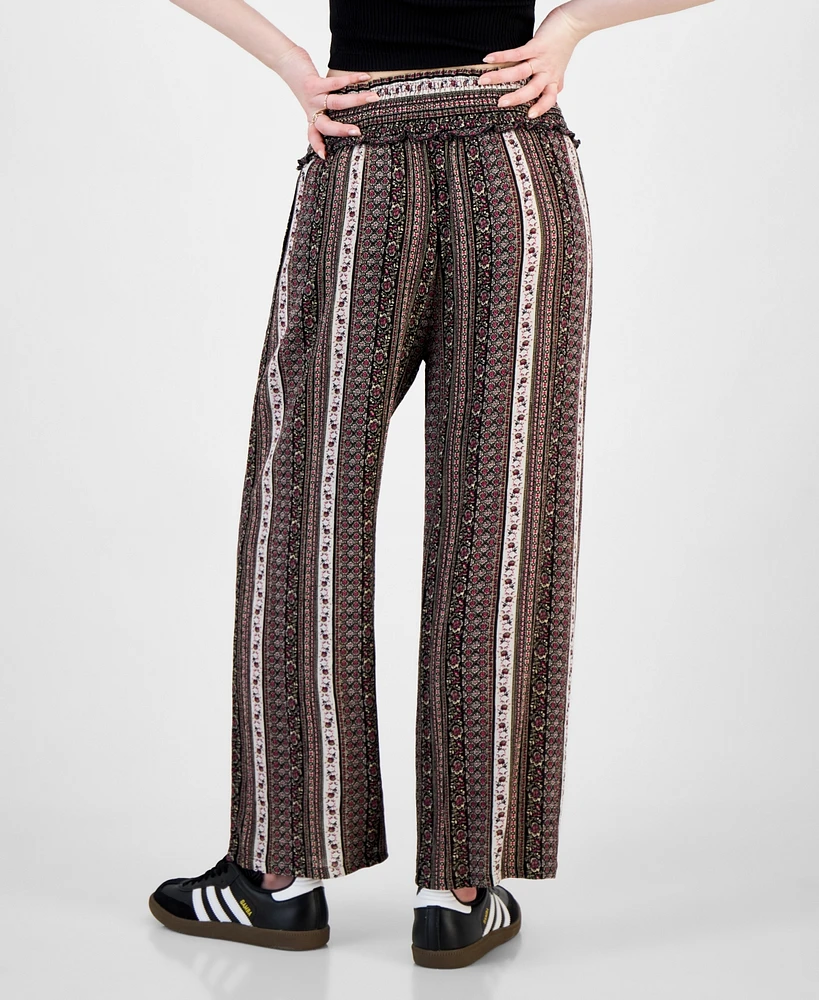 Kingston Grey Juniors' Printed Drawstring Wide-Leg Pants