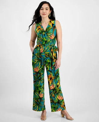 I.n.c. International Concepts Petite Printed Tie-Waist Sleeveless Jumpsuit, Created for Macy's