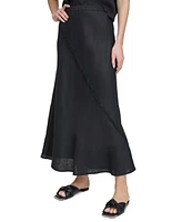Dkny Women's Pull-On Fringe-Trim Linen Skirt