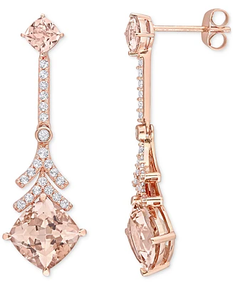 Morganite (4-1/2 ct. t.w.) & White Topaz (1/2 ct. t.w.) Drop Earrings in 10k Rose Gold