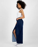 Tinseltown Juniors' Asymmetrical Denim Maxi Skirt