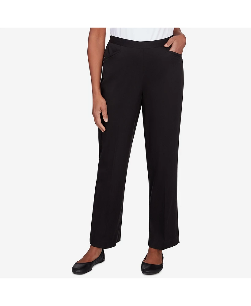 Alfred Dunner Women's Opposites Attract Average Length Sateen Elastic Waist Pants