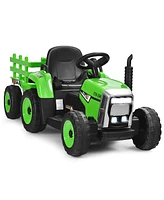 Sugift 12V Ride on Tractor with 3-Gear-Shift Ground Loader for Kids 3+ Years Old