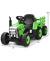 Sugift 12V Ride on Tractor with 3-Gear-Shift Ground Loader for Kids 3+ Years Old