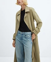 Mango Women's Flowy Lapel Trench Coat