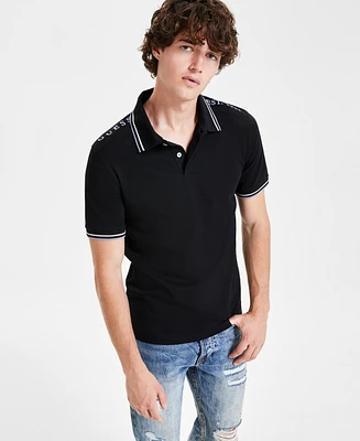 Guess Men's Lyle Tipped Logo Embroidered Polo Shirt