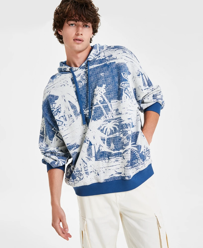 Guess Men's Island Life Tropical-Print Hoodie