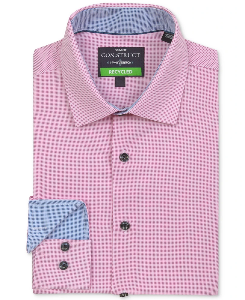 Men's Recycled Slim Fit Micro Texture 4-Way Stretch Performance Dress Shirt