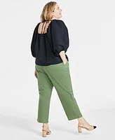 On 34th Trendy Plus Volume-Sleeve Top, Created for Macy's