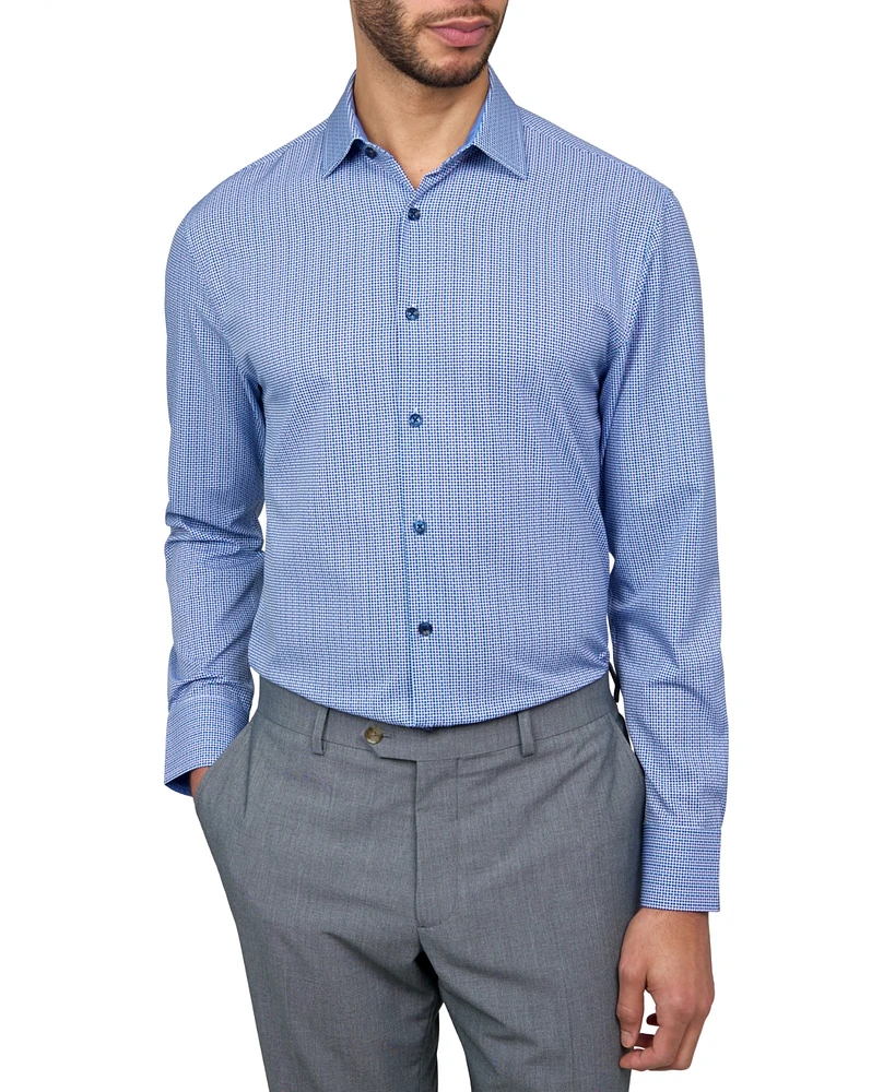 Men's Recycled Slim Fit Geo Performance Stretch Cooling Comfort Dress Shirt