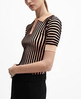 Mango Women's Striped Polo-Neck Sweater