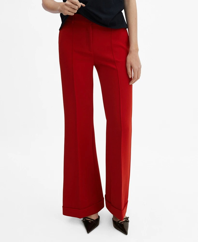 Mango Women's Mid-Rise Flared Pants