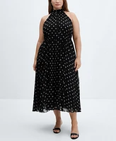 Mango Women's Polka-Dot Pleated Dress