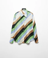 Mango Women's Satin Striped Shirt