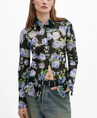 Mango Women's Semi-Transparent Printed Shirt