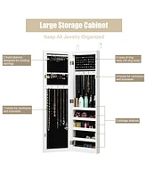 Sugift Wall And Door Mirrored Jewelry Cabinet With Led Light