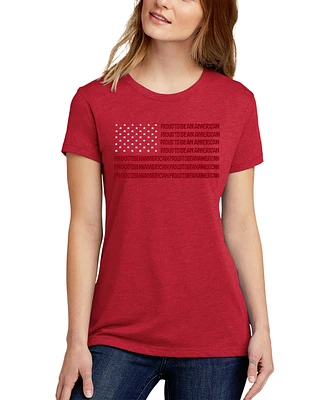La Pop Art Women's Premium Blend Word Proud To Be An American T-Shirt