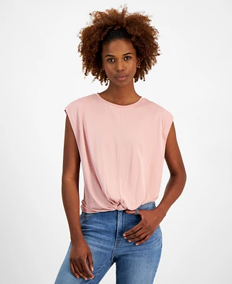 Nautica Jeans Women's Solid Knot-Front Short-Sleeve Tee