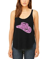 La Pop Art Women's Premium Word Cowgirl Hat Flowy Tank Top