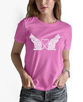 La Pop Art Women's Word Cat Tail Heart T-Shirt