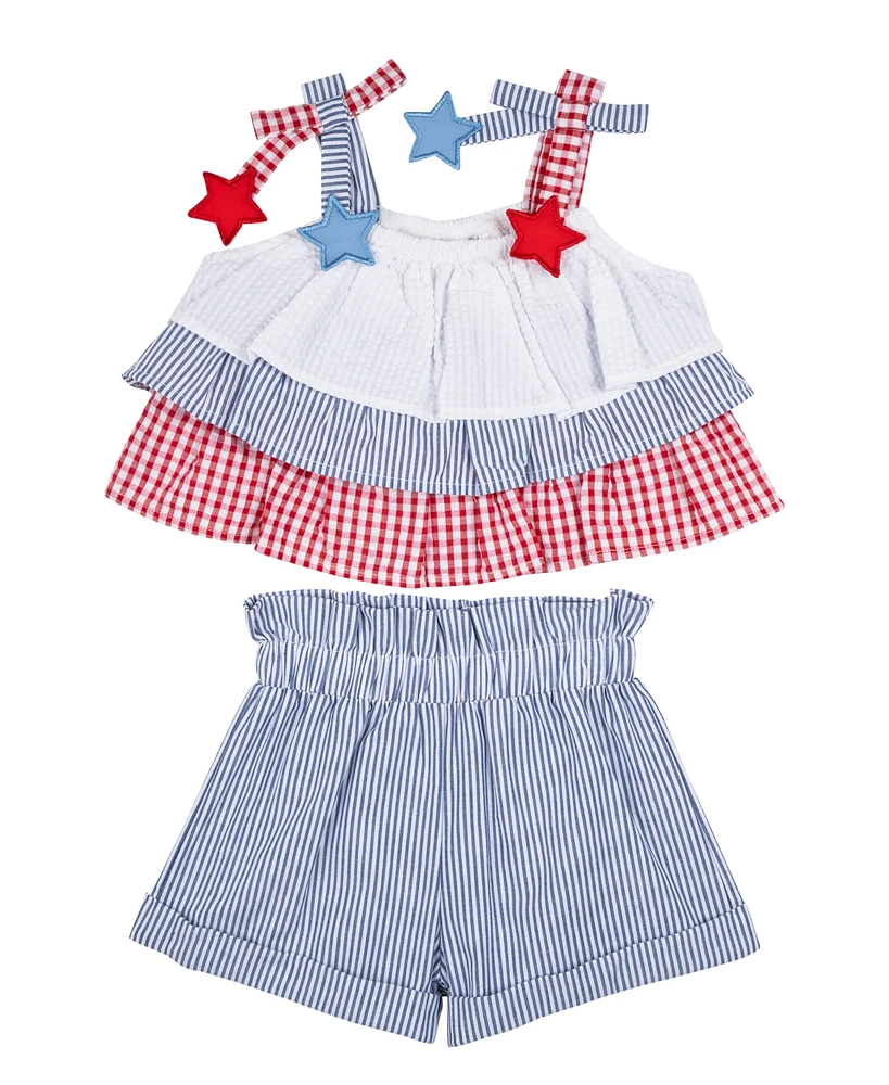 Rare Editions Baby Girl Americana Seersucker Short Set