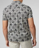 Ben Sherman Men's Checkerboard Paisley Print Short Sleeve Shirt